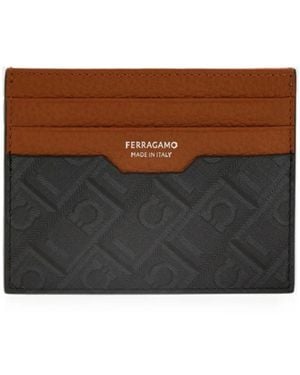 Ferragamo Accessoires ,Veelkleurig ,Leer Creditcardhouder - Bruin
