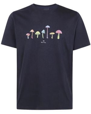 Paul Smith T-Shirt Paddenstoelen - Blauw