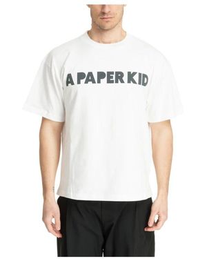 A PAPER KID Gemustertes Logo T-Shirt - Weiß