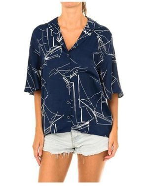 Superdry Overhemden ,Blauw ,Edit Revere Blouse