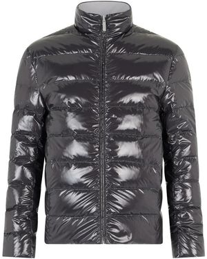 Thom Browne Jassen ,Zwart ,Polyester Omkeerbaar Gewatteerd Donsjack - Grijs