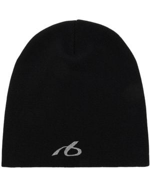 Balenciaga Accessoires ,Zwart ,Wol Wollen Muts Met Geborduurd Logo