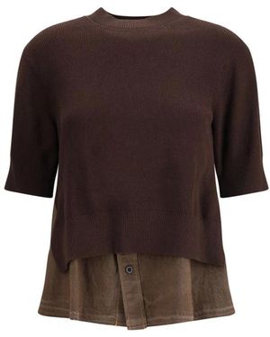 Sacai Round-Neck Knitwear - Bruin