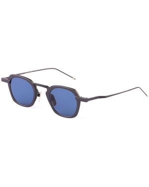 Thom Browne Accessoires ,Zwart ,Zwarte Ijzeren Vierkante Zonnebril - Blauw