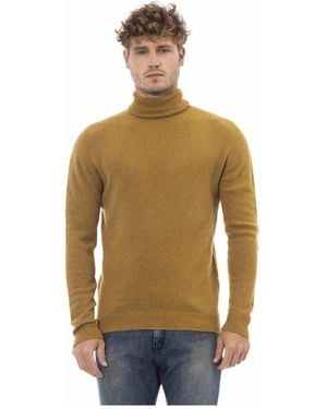 Alpha Studio Gerippter Rollkragenpullover Aus Wollmischung - Grün