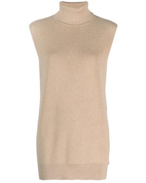 Dries Van Noten Truien & Vesten ,Bruin ,Wol Mouwloze Coltrui - Naturel