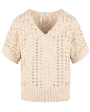 Hèst Truien & Vesten ,Wol Sofie V-Neck Trui - Naturel