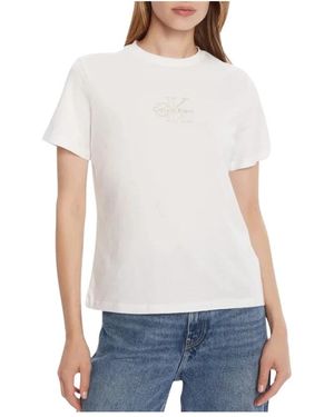 Calvin Klein Klassische Folie Monologo T-Shirts - Weiß