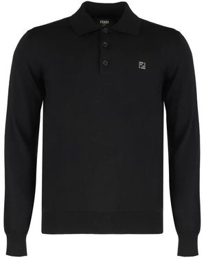 Fendi Truien & Vesten ,Zwart ,Wol Lange Mouwen Wollen Gebreide Polo