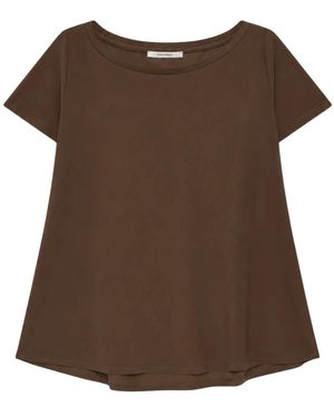 Maliparmi Tops ,Bruin ,Boot-Neck A-Lijn T-Shirt