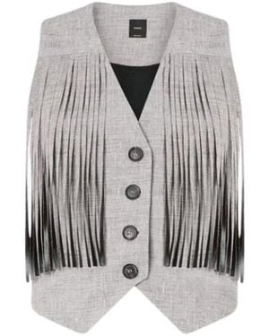 Pinko Boretto Lino Cotton Flamed Vest Ss26 - Grijs