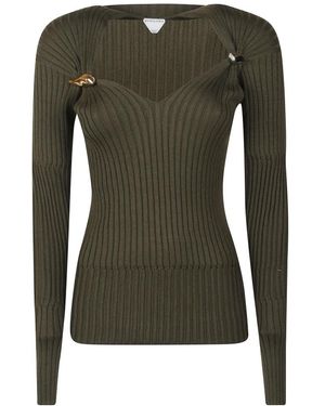 Bottega Veneta Cashmere And Silk Rib Sweater - Grün