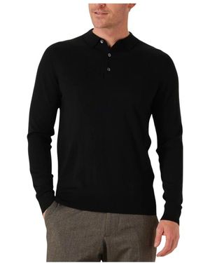 Profuomo Herren Merino Polo Langarm - Schwarz