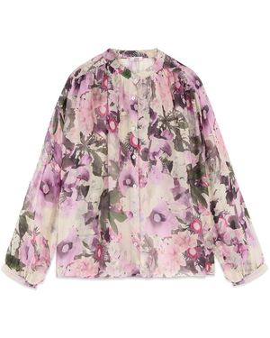 Oltre Overhemden ,Roze ,Gepatroneerde Blouse Van Gemengde Zijdevoile