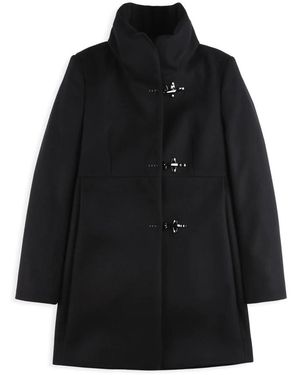 Fay Romantische Zwarte Wollen Blend Jas