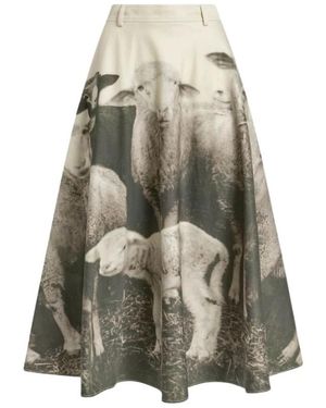Moschino Printed Cotton Gabardine Skirt - Grijs