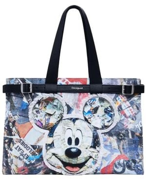 Desigual Stijlvolle Bedrukte Handtas Met Binnenzakken - Blauw