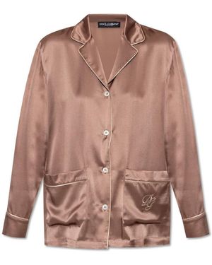 Dolce & Gabbana Nachtkleding ,Roze ,Zijden Top Van Pyjama's - Bruin