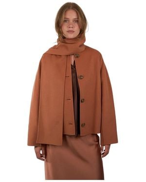 Luisa Cerano Jassen ,Oranje ,Wol Collarless Doubleface Jas - Bruin