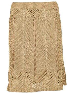 Alberta Ferretti Gonna in misto cotone e fibra metallica - Neutro