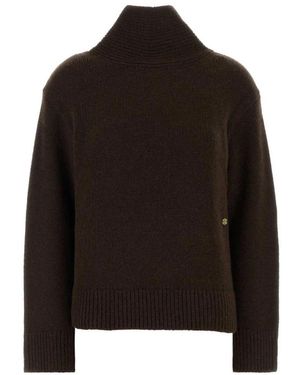 Ganni Pullover Mit Hohem Kragen Und Offenem Rücken - Schwarz