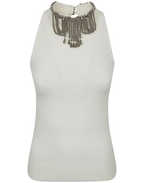 Rabanne Tops ,Geborduurde Top Met Juwelen - Grijs