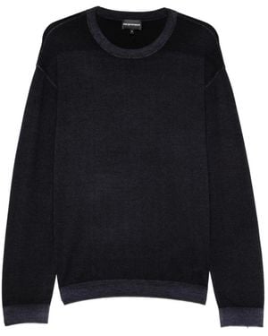 Emporio Armani Truien & Vesten ,Blauw ,Wol Virgin Wool Pullover - Zwart