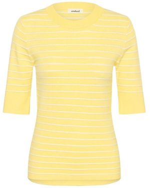 Soaked In Luxury Gestreifter Pullover French Vanilla Weiß Streifen - Gelb