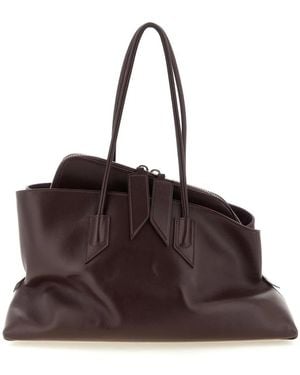 The Attico Leren Tote Tas - Bruin