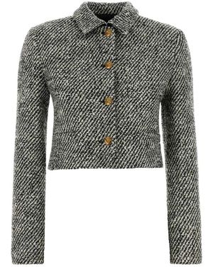 Versace Jassen ,Zwart ,Wol Cropped Wool Bouclé Blouson - Grijs