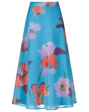 Luisa Cerano Maxirock Mit Hibiskus-Print - Blau