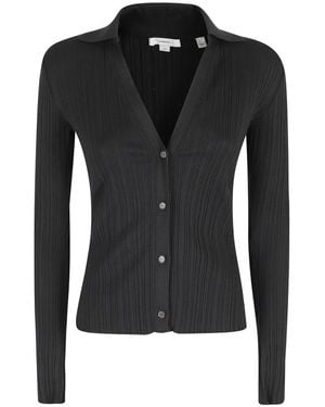 Vince Variegated Rib Polo - Zwart