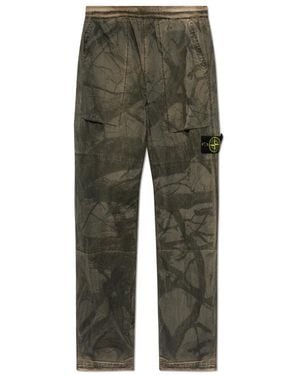 Stone Island Rechte Broek Met Logopatch - Groen