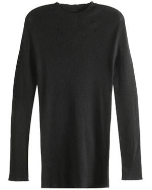 Rick Owens Truien & Vesten ,Zwart ,Wol Geribbelde Ronde Hals