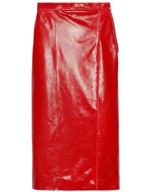 Gucci Kokerrok Met Krokodillenprint - Rood