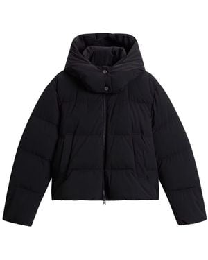 Woolrich Jassen ,Zwart ,Leer Madison Short Donsjack - Blauw
