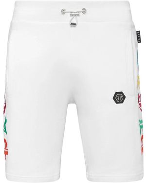 Philipp Plein Gothic Plein Jogger Shorts - Wit