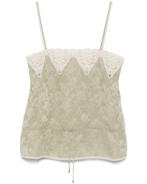 Chloé Grünes Spitzen-Detail Spaghetti-Träger Top
