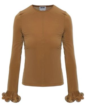 Moschino Overhemden ,Bruin ,Leer Top Met Decoratief Afgewerkte Mouwen