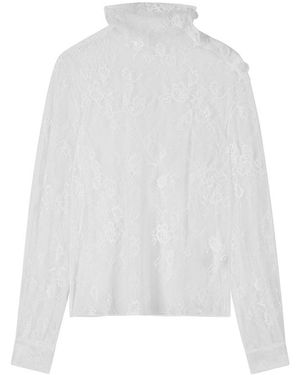 Patrizia Pepe Bloemen Kanten Blouse - Wit