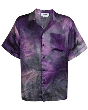MSGM Short Sleeve Shirts - Purple