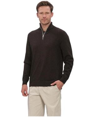Profuomo Truien & Vesten ,Bruin ,Wol Truien Vesten Pullover Half Zip New Wool Blend - Zwart