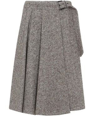 Brunello Cucinelli Neutrale Wol-Zijde Rok Aw25 - Grijs