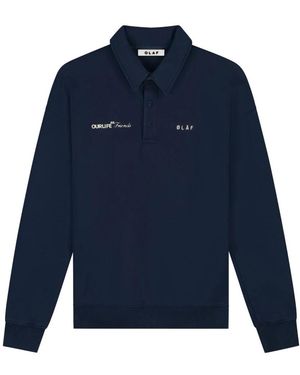OLAF HUSSEIN Tops ,Blauw ,Script Friends Oversized Polo