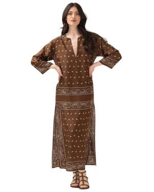 P.A.R.O.S.H. Kleedjes ,Bruin ,Lange Kaftan Jurk
