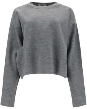 Fendi Monochromer Woll-Crop-Pullover - Grau