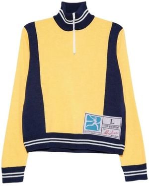 Magliano Truien & Vesten ,Geel ,Colour-Block Trui Met Logopatch - Blauw
