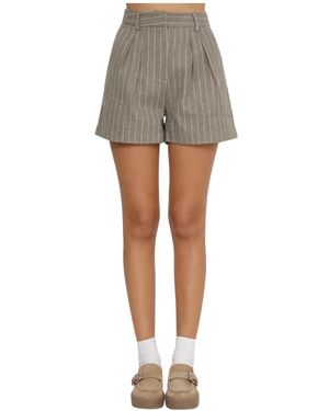 MC2 Saint Barth Korte Broeken ,Bruin ,Wol Aya Flannel Shorts - Grijs