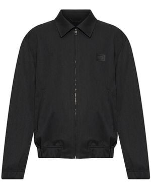Dolce & Gabbana Jassen ,Grijs ,Wol Jas Met Logopatch - Zwart