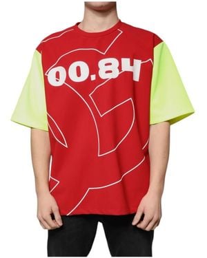 Dolce & Gabbana Logo Baumwoll-Rundhals-T-Shirt - Rot